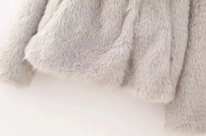 Cropped Faux Fur Coat For Women