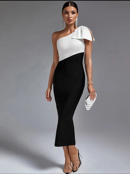 Classic Black & White Maxi Dress
