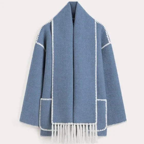 Casual Scarf Tassel Design Thick Woolen Coats