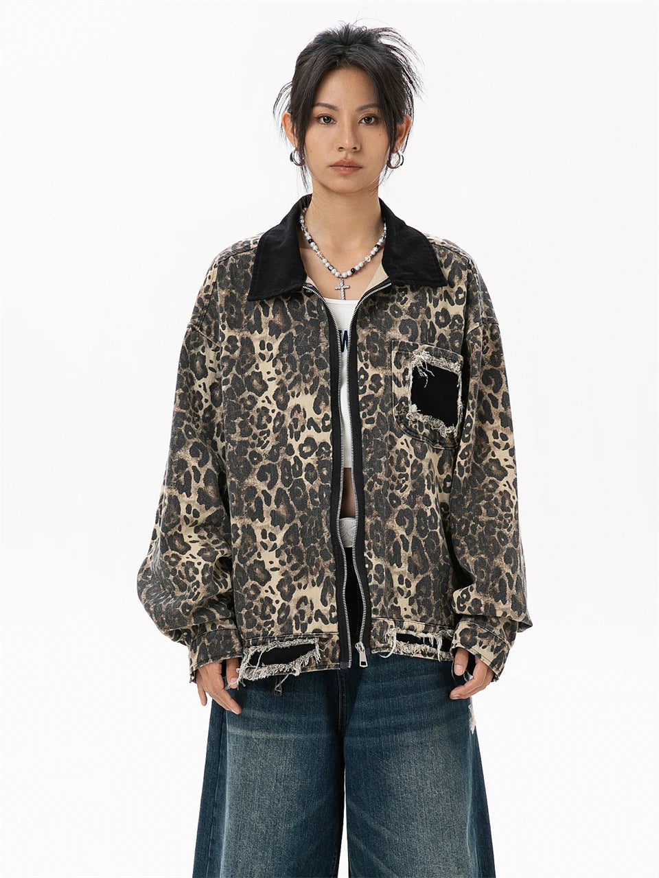 Leopard Denim Jacket