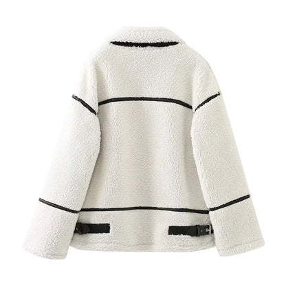 Luxe Lamb Wool Contrast Coat