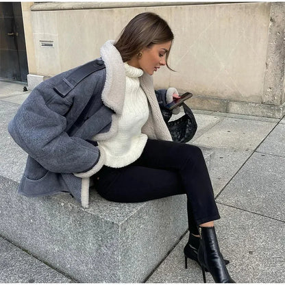 Street Style Lamb Wool Coat