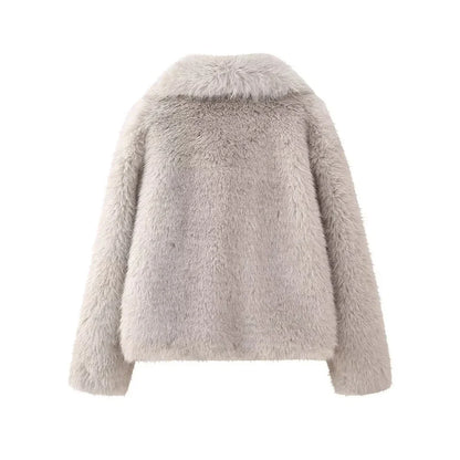 Cropped Faux Fur Coat For Women