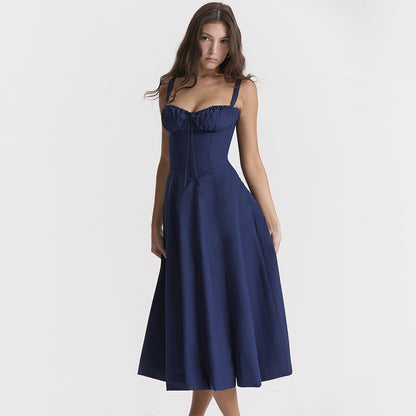 Lace-Up Allure: Sexy A-Line Midi Dress for Summer Soirees
