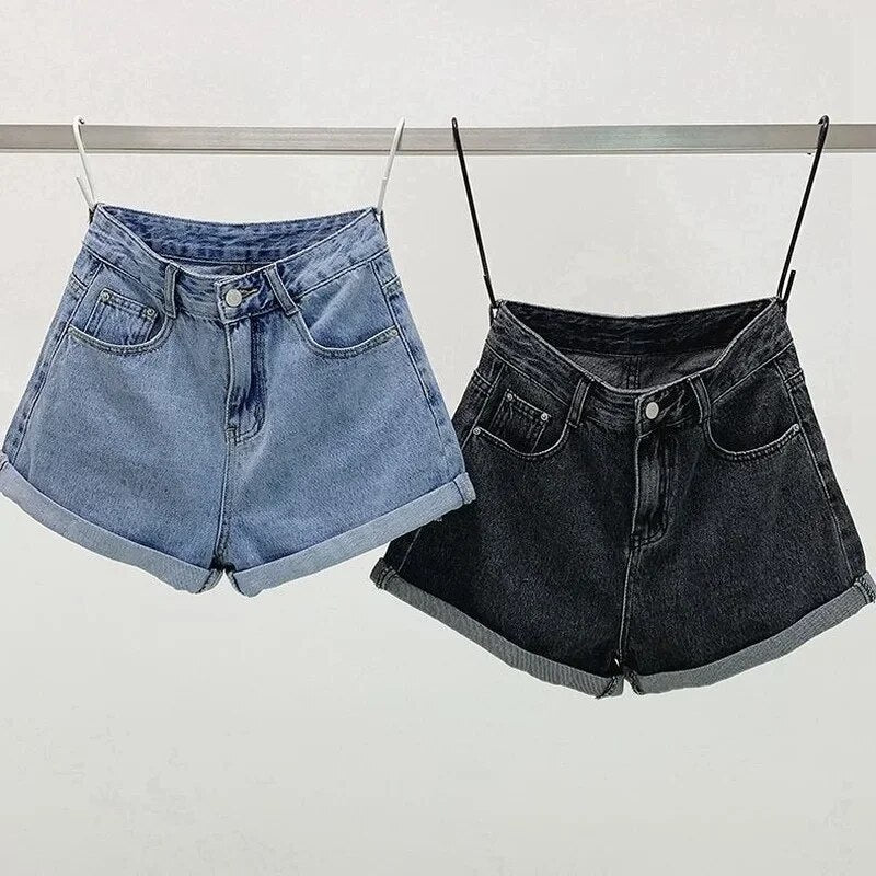 Vintage Basic Style Women Denim Shorts