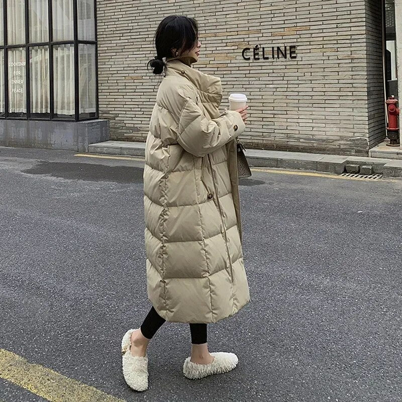 Big Pockets Stand Collar Windproof Women Coats