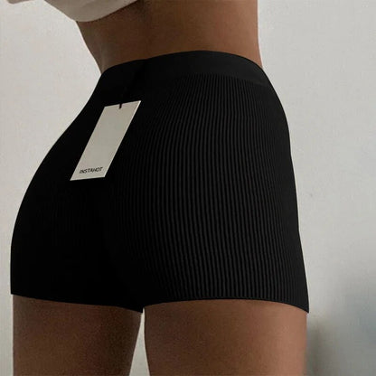 Women Casual Mini White Black Summer Knit Shorts