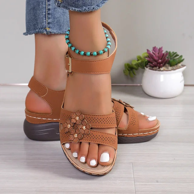 Floral Pattern Summer Wedge Sandals For Women