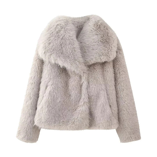 Cropped Faux Fur Coat For Women