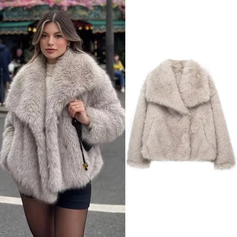 My Outdoor Style Faux Furr Long Sleeve Warm Coat