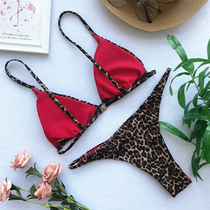 Leopard Printed Women Padded Push Up Bikini Set