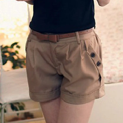 Mid Waist Straight Women Casual Shorts