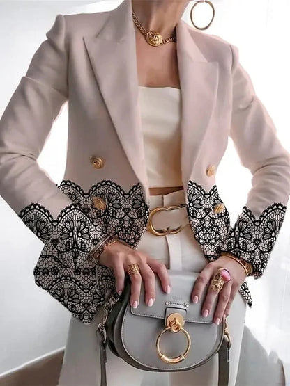 Elegant Down Embroidery Western-Style Blazer Jackets