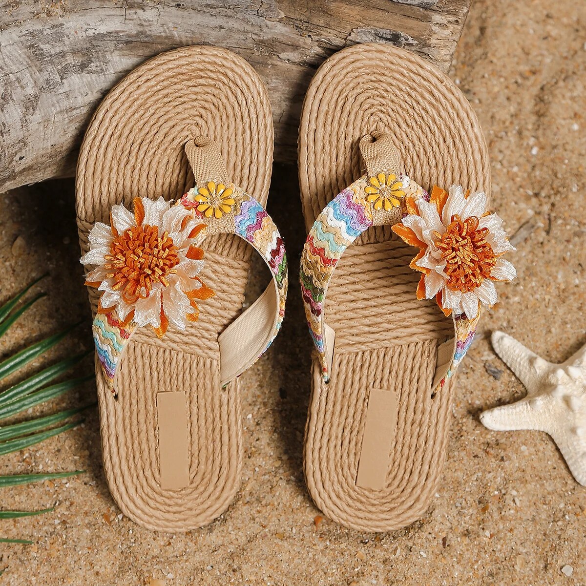 Love in Sunflower Summer Style Flat Flip Flop For Women