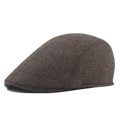 Fashion Wool Beret for Men – High Quality Autumn Winter Herringbone Flat Cap, Artist Painter Hat