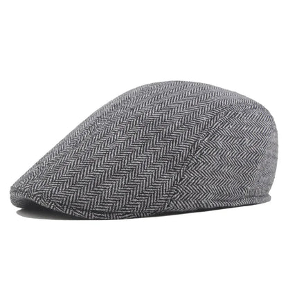 Fashion Wool Beret for Men – High Quality Autumn Winter Herringbone Flat Cap, Artist Painter Hat