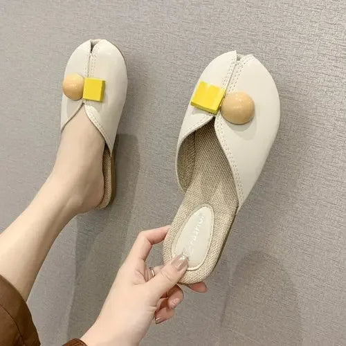 2025 Fashionable Flat Beach Slides for Women – Comfortable Mules with Fish Mouth Design, Stylish Summer Slippers