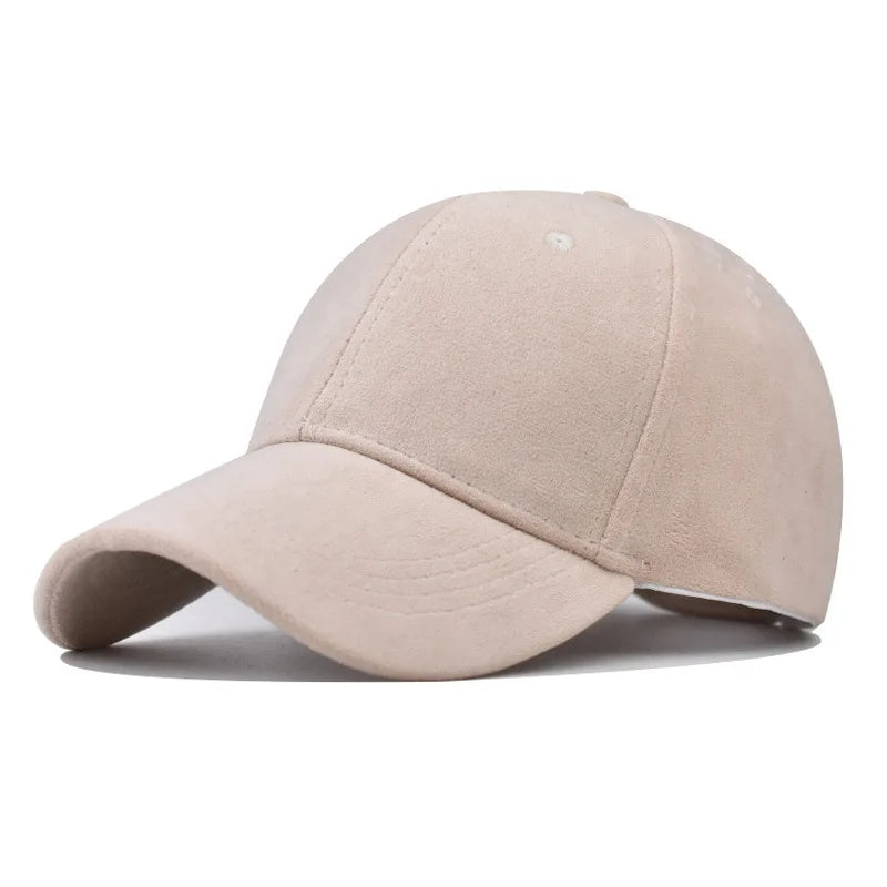 Casual Baseball Caps for Women & Men – Suede Autumn Winter Snapback Hat, Unisex Solid Color