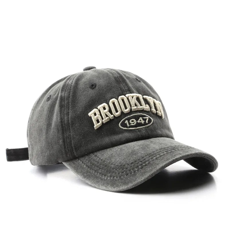 Retro Brooklyn Embroidered Baseball Cap – Spring Summer Cotton Adjustable Streetwear Hat