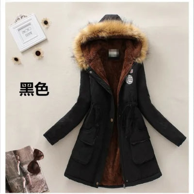 2025 Japanese Autumn/Winter Cotton Coat for Women Plus Velvet Thick Slim Fit Long Cotton Jacket