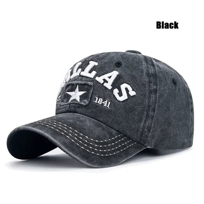 Unisex DALLAS 3D Embroidered Baseball Cap – Snapback Sun Hat, Dad Hat, 4 Color Options