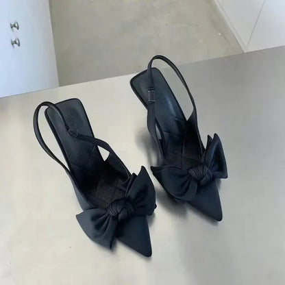 Summer Slingback Heels - Sexy Pointed Toe High Heels with Butterfly Knot, Elegant Dress Shoes for Women