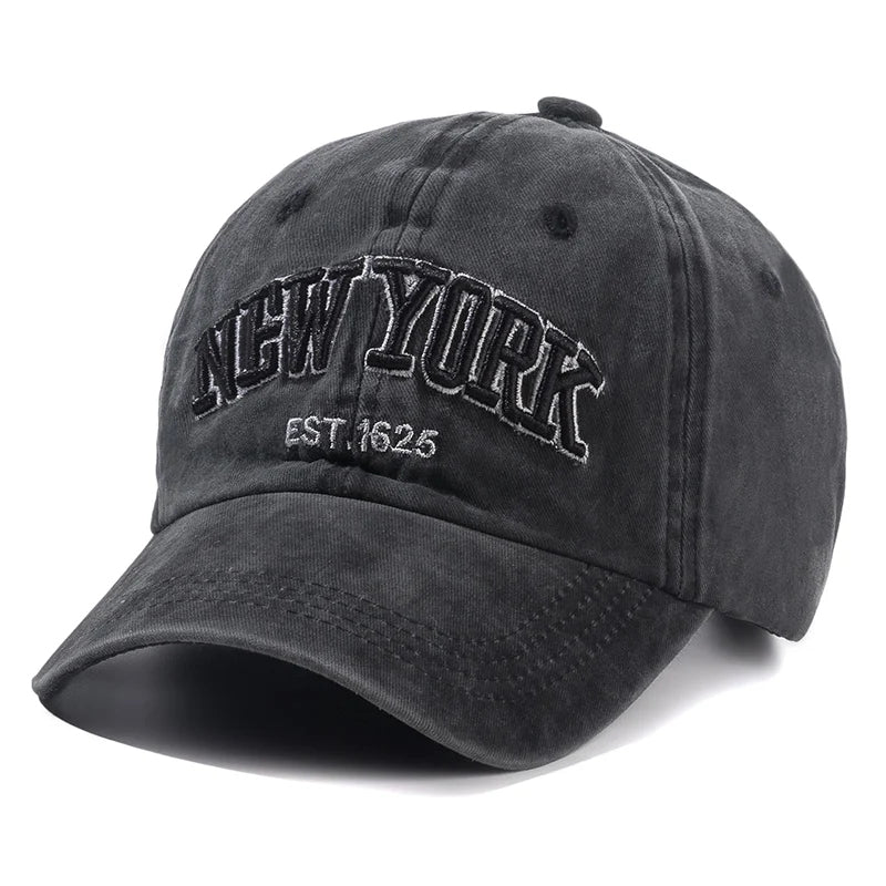 New York Washed Cotton Baseball Cap – Unisex Snapback, Sun Protection Dad Hat for Outdoors