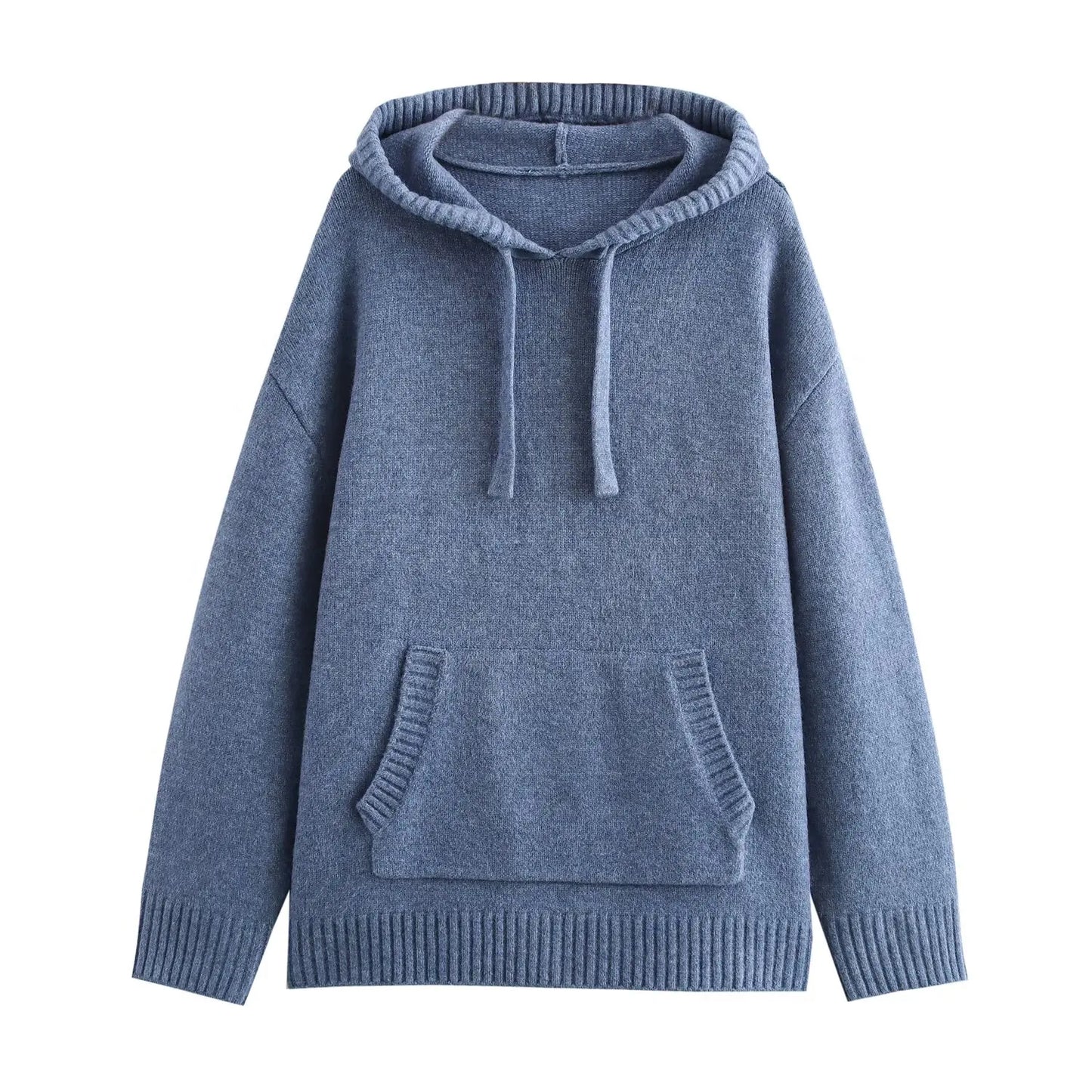 New Loose Lace Up Hooded Knitted Hoodies