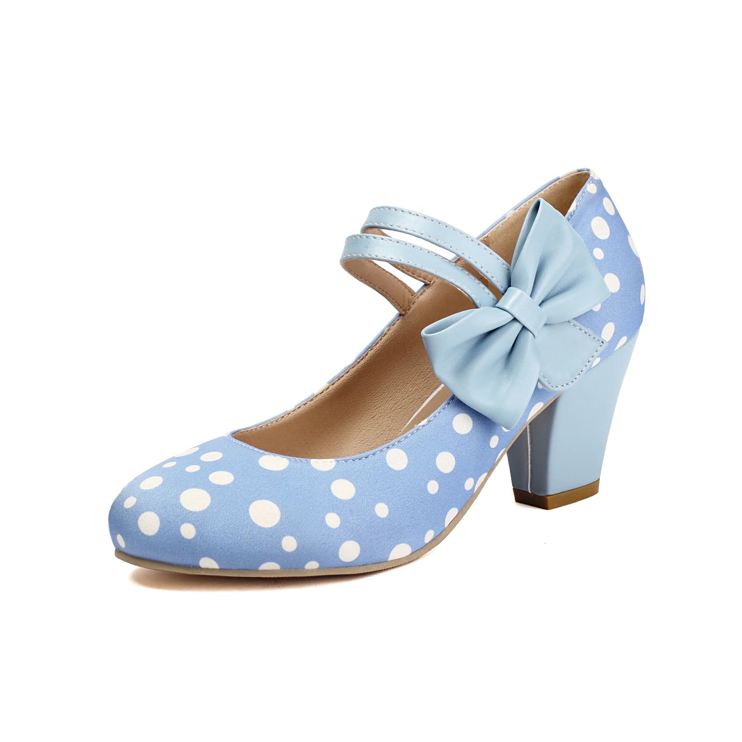 Polka Dot Mary Jane High Heels - Pointed Toe Ankle Strap Pumps, Lolita Cosplay & Party Shoes for Women