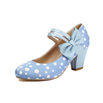 Polka Dot Mary Jane High Heels - Pointed Toe Ankle Strap Pumps, Lolita Cosplay & Party Shoes for Women