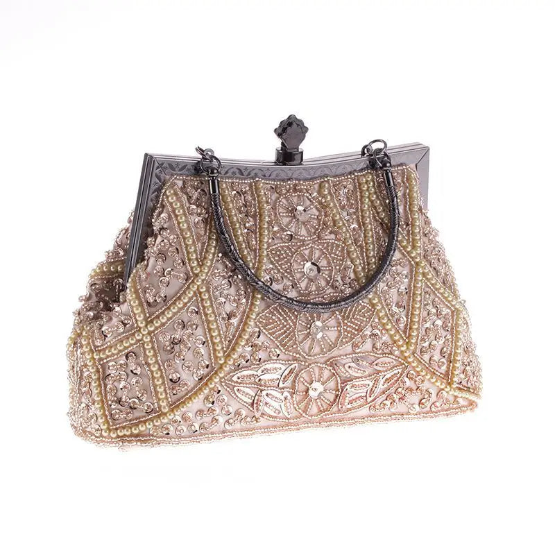 Luxury Retro Embroidered Evening Clutch - Elegant Wedding & Party Handbag for Women