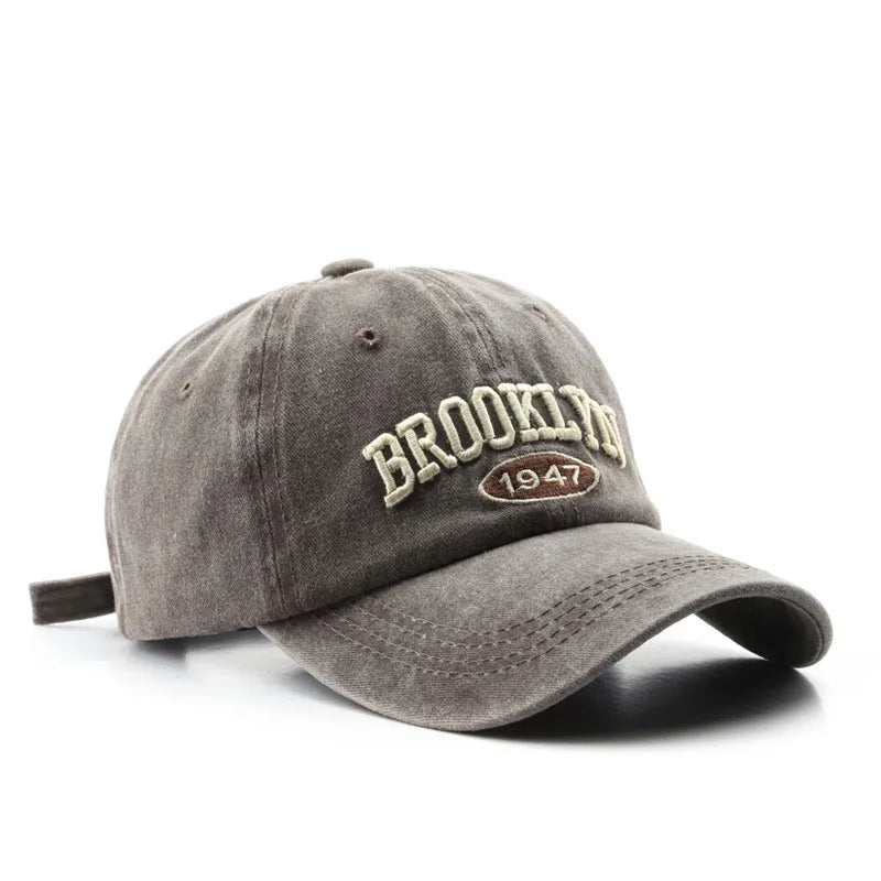 Retro Brooklyn Embroidered Baseball Cap – Spring Summer Cotton Adjustable Streetwear Hat