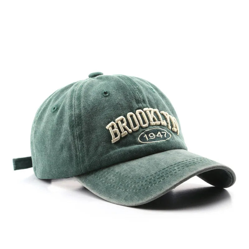 Retro Brooklyn Embroidered Baseball Cap – Spring Summer Cotton Adjustable Streetwear Hat