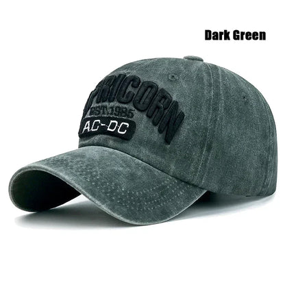 New Retro American Style Washed Baseball Cap - Unisex 3D Embroidered Letters Sun Visor Hat