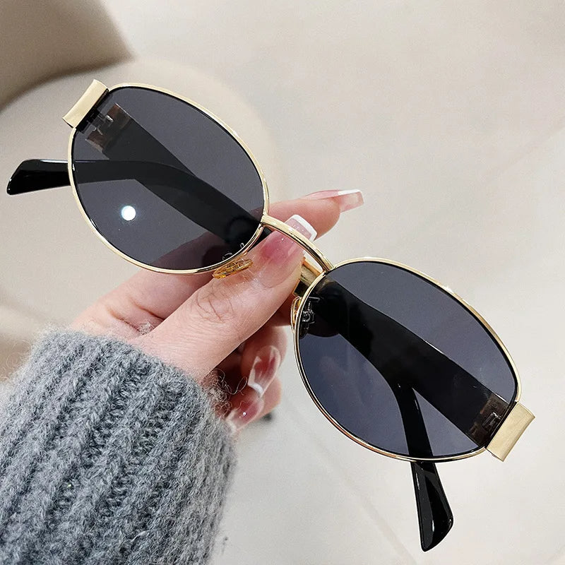 Retro Oval Sunglasses - Luxury Metal UV400 Eyewear for Women & Men, Trendy Outdoor Shades