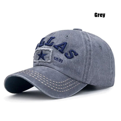 Unisex DALLAS 3D Embroidered Baseball Cap – Snapback Sun Hat, Dad Hat, 4 Color Options