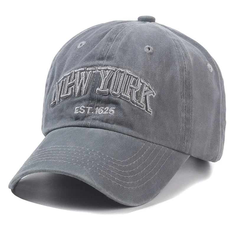 New York Washed Cotton Baseball Cap – Unisex Snapback, Sun Protection Dad Hat for Outdoors