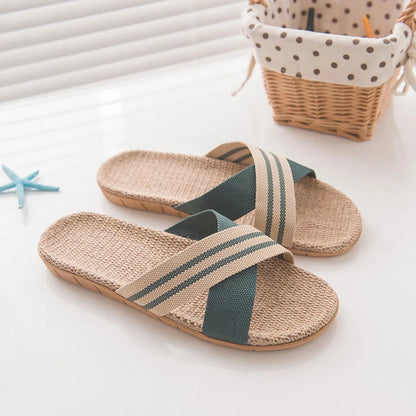 Anti-Slip Linen Flat Slippers