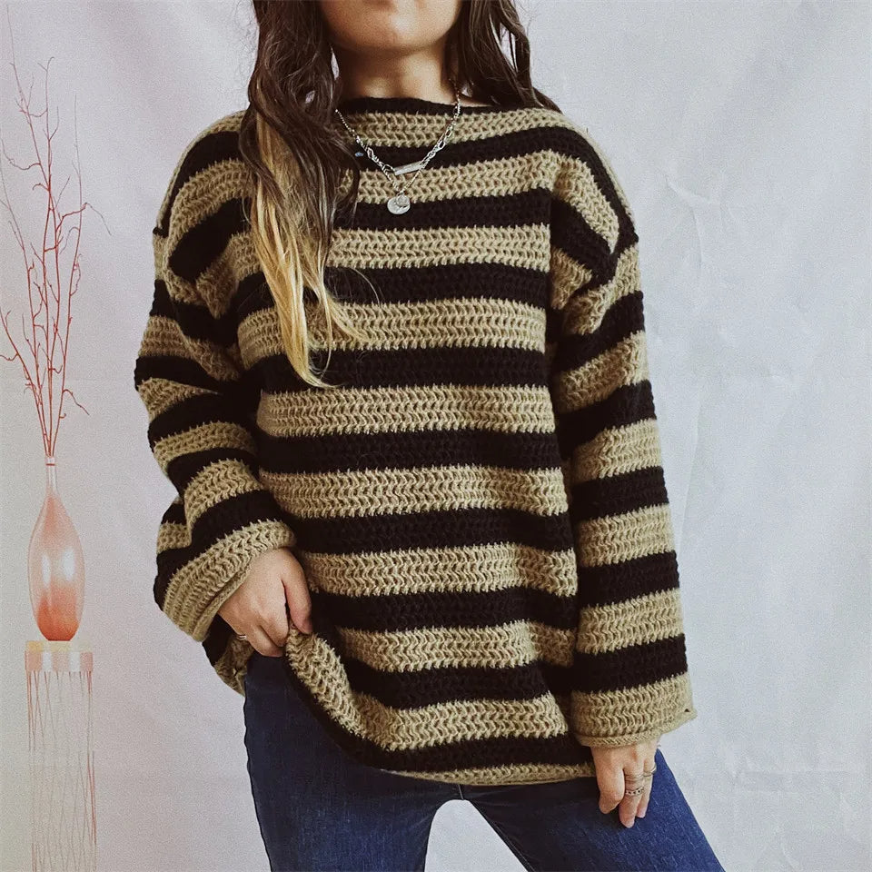 Korean Fashion Striped Oversized Sweaters