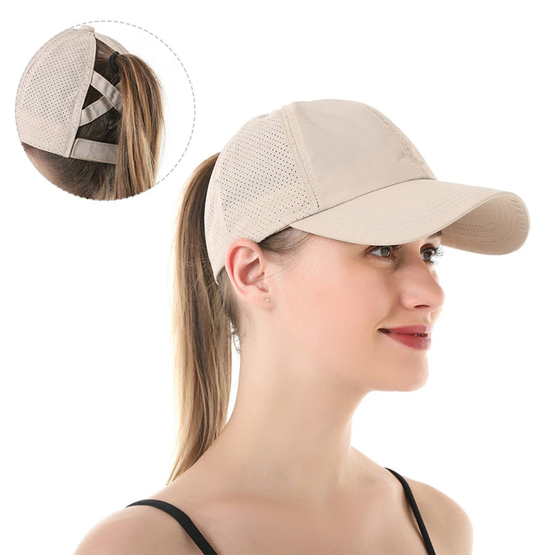 Summer Solid Color Baseball Cap – Golf Wear, Women’s Sport Leisure, Quick-Drying Mesh Hat