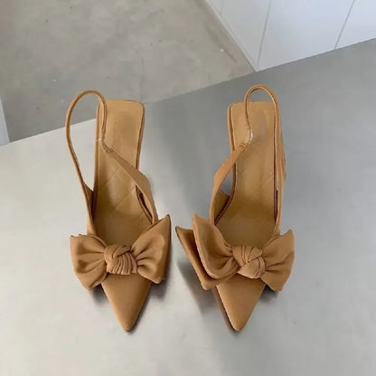 Summer Slingback Heels - Sexy Pointed Toe High Heels with Butterfly Knot, Elegant Dress Shoes for Women