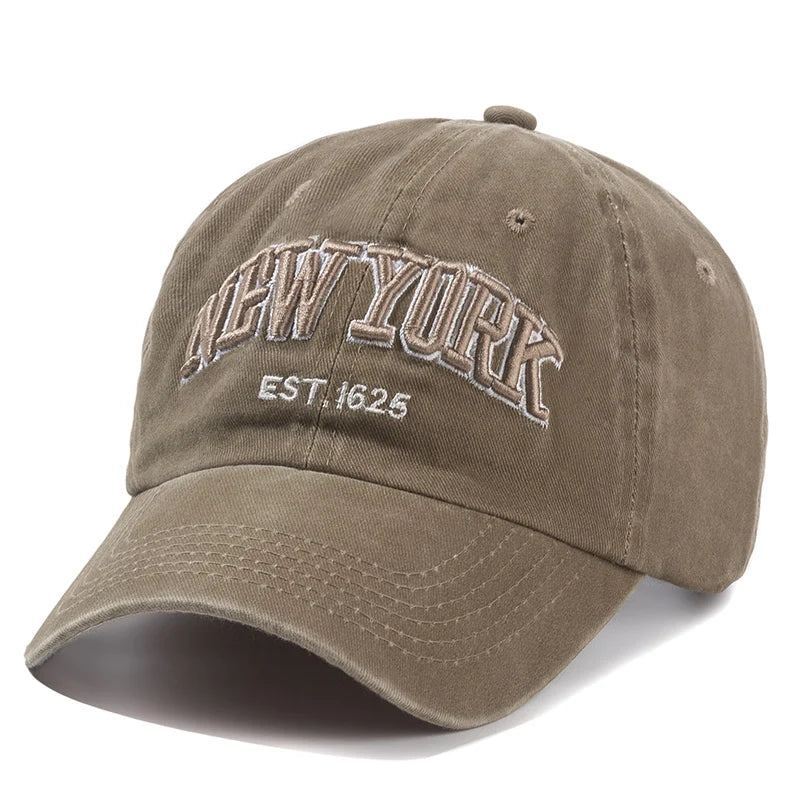 New York Washed Cotton Baseball Cap – Unisex Snapback, Sun Protection Dad Hat for Outdoors