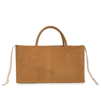 Large Capacity Retro Suede Leather Handbag - Matte Solid Commuter Basket Shoulder Bag for Women