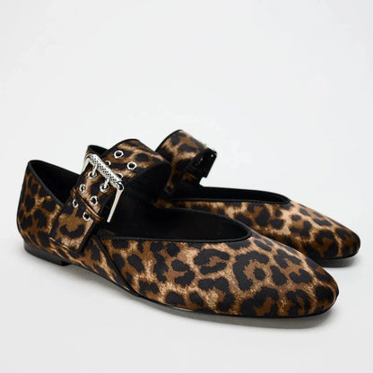 Women's Pointed Toe Flats - Retro Leopard Print Loafers & Ballerinas for Autumn, Elegant Dress Shoes