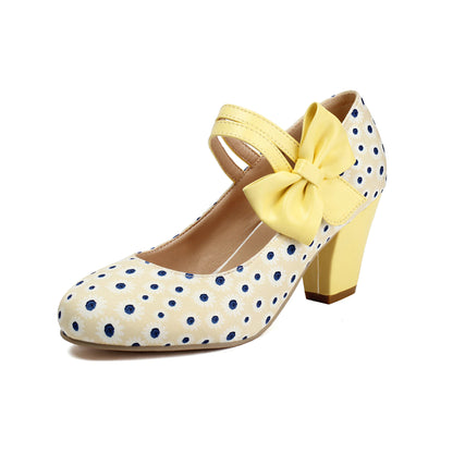 Polka Dot Mary Jane High Heels - Pointed Toe Ankle Strap Pumps, Lolita Cosplay & Party Shoes for Women