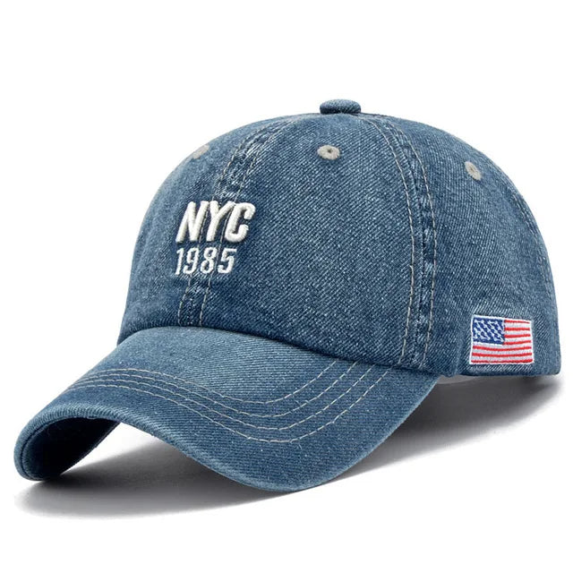 2025 Denim Baseball Cap – Unisex Embroidered Jeans Snapback Hat for Summer Sports & Hip Hop