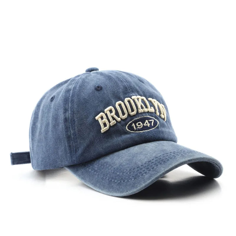 Retro Brooklyn Embroidered Baseball Cap – Spring Summer Cotton Adjustable Streetwear Hat