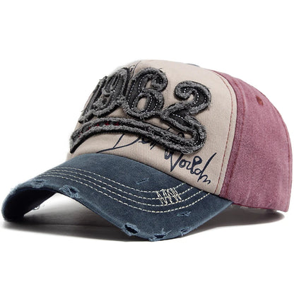 Vintage Washed Cotton 1962 Embroidered Snapback Baseball Cap - Unisex Spring Autumn Hip Hop Hat