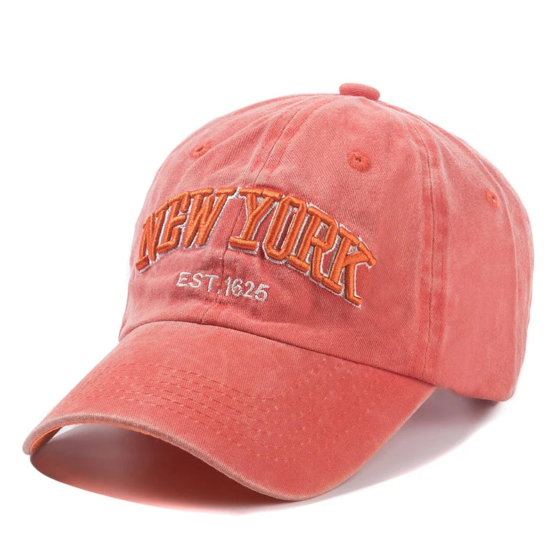 New York Washed Cotton Baseball Cap – Unisex Snapback, Sun Protection Dad Hat for Outdoors