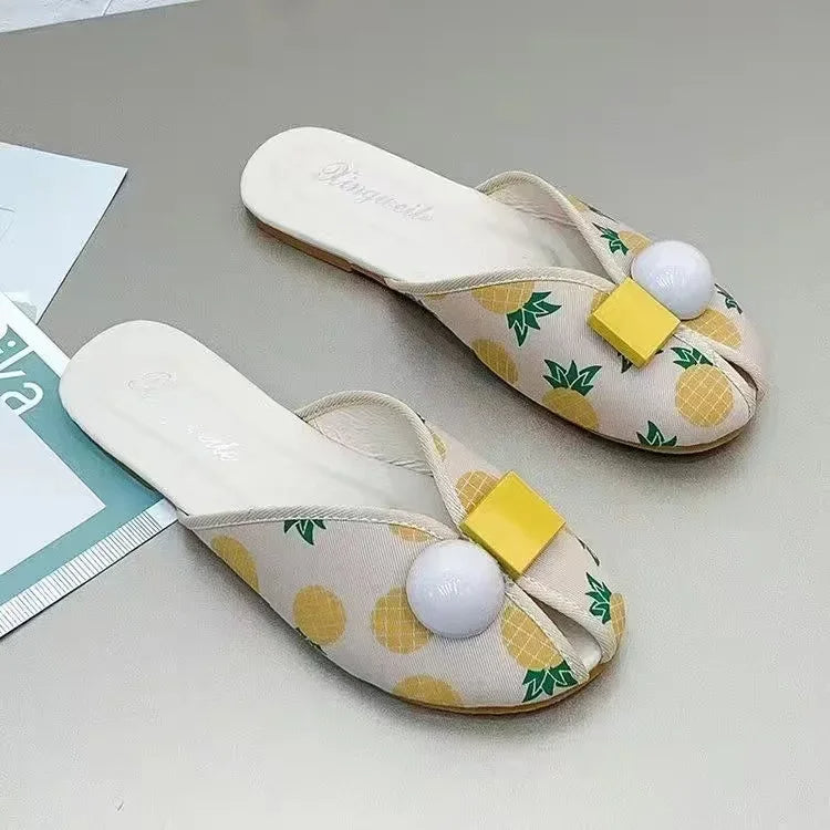 2025 Fashionable Flat Beach Slides for Women – Comfortable Mules with Fish Mouth Design, Stylish Summer Slippers